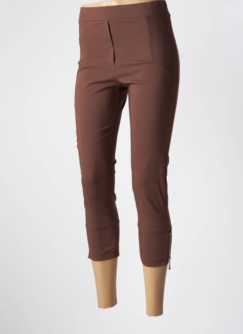 Pantacourt stretch taille haute marron HALOGENE femme