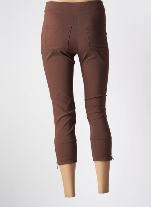 Pantacourt stretch taille haute marron HALOGENE femme