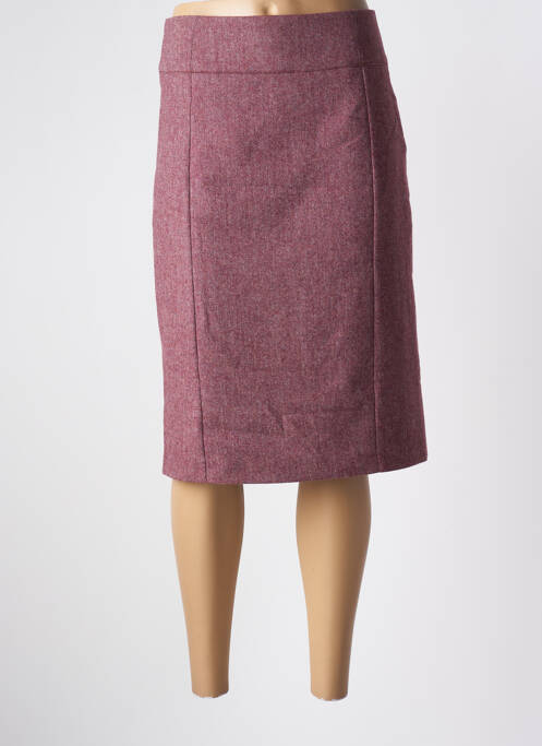 Jupe mi-longue taille à pinces rouge BRUNO SAINT HILAIRE femme
