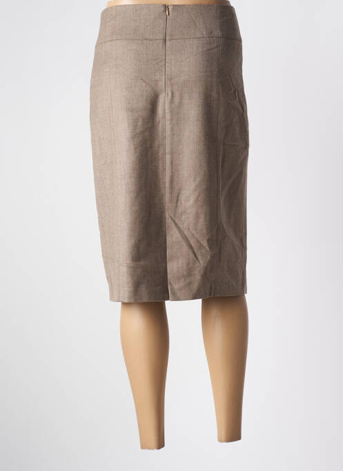 Jupe mi-longue taille à pinces marron BRUNO SAINT HILAIRE femme