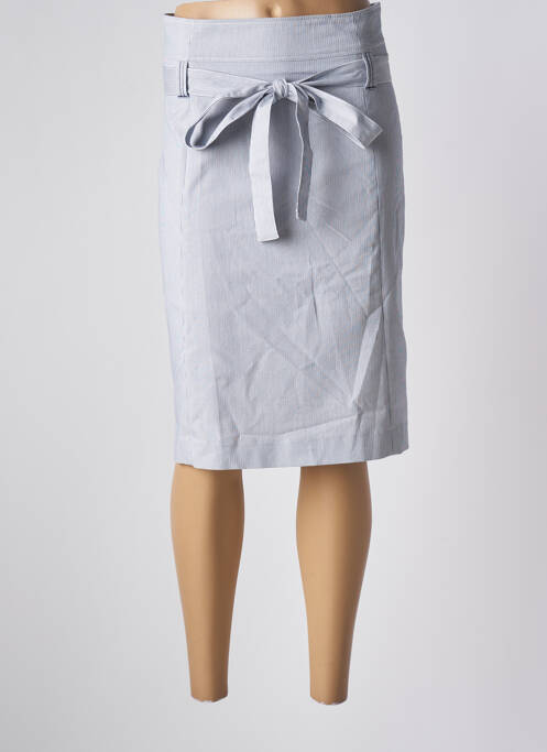 Jupe mi-longue taille à pinces bleu BRUNO SAINT HILAIRE femme