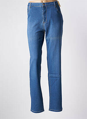 Jeans coupe droite taille haute taille haute bleu KY CREATION femme