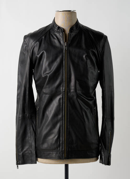 Veste en cuir noir SAMSOE & SAMSOE pour homme