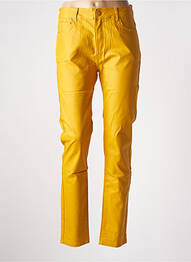 Pantalon slim tissage enduit taille haute jaune S.QUISE femme