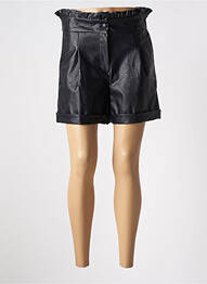 Short fermeture zippée sous rabat boutonné taille haute noir CHARMING GIRL femme