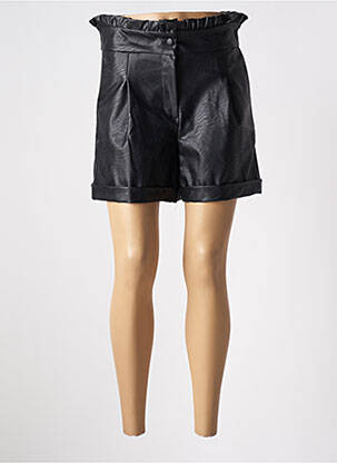 Short tissage simili-cuir taille haute noir CHARMING GIRL femme