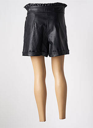 Short fermeture zippée sous rabat boutonné taille haute noir CHARMING GIRL femme