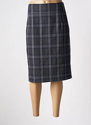 Jupe mi-longue stretch gris BRUNO SAINT HILAIRE femme
