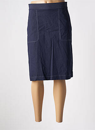 Jupe mi-longue stretch bleu BRUNO SAINT HILAIRE femme