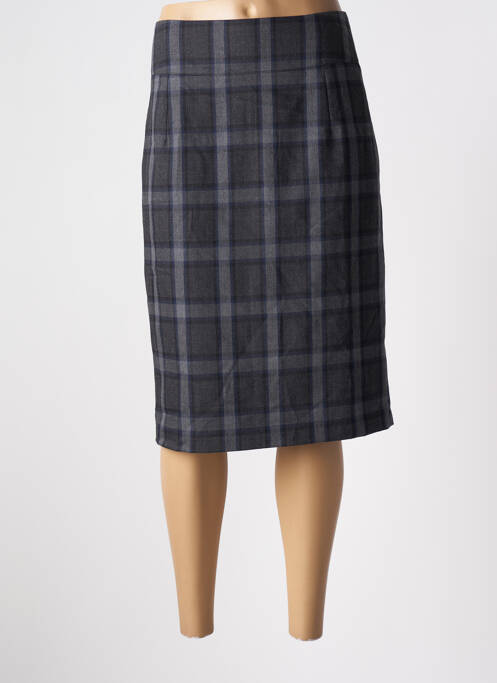 Jupe mi-longue taille à pinces gris BRUNO SAINT HILAIRE femme
