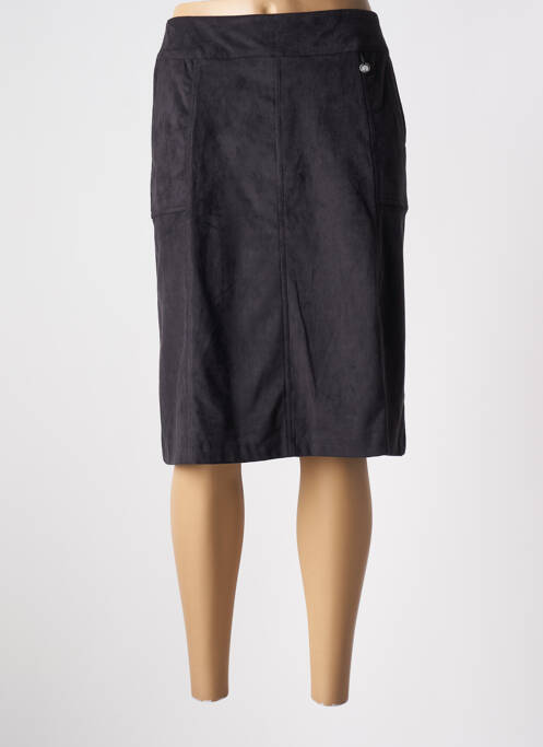 Jupe mi-longue taille à pinces noir BRUNO SAINT HILAIRE femme