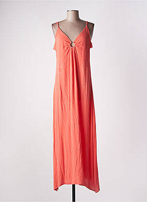 Robe longue tissage crêpe fines bretelles orange LAURE + MAX femme