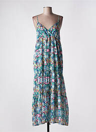 Robe longue manches bretelles ajustables fines bretelles vert THE KORNER femme