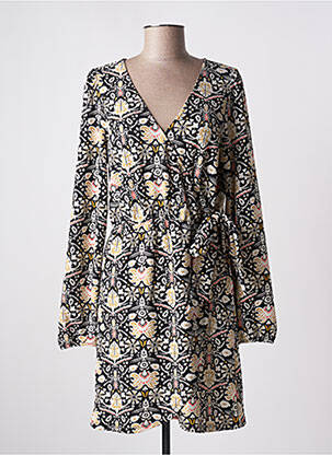 Robe mi-longue imprimé fleurs manches longues noir GARCIA femme