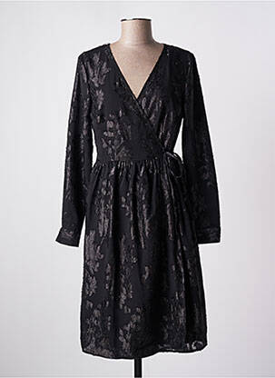 Robe mi-longue tissage crêpe manches longues noir VILA femme