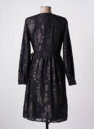 Robe mi-longue tissage crêpe manches longues noir VILA femme