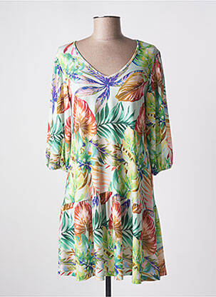 Robe courte manches 3/4 manches 3/4 vert EGO femme