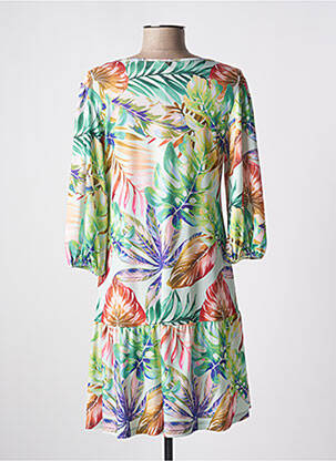 Robe courte manches 3/4 manches 3/4 vert EGO femme