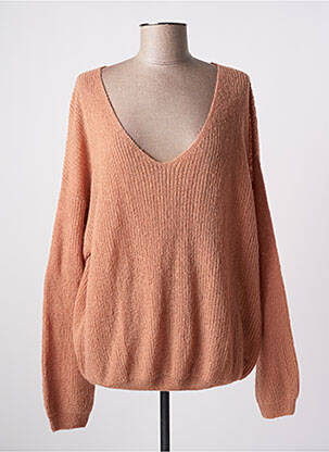 Pull col v manches longues rose TEDDY SMITH femme