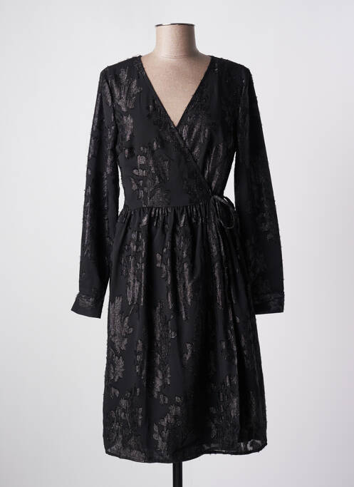 Robe mi-longue manches longues manches longues noir VILA femme