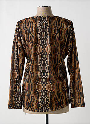 Top stretch manches longues marron MADE IN ITALY femme
