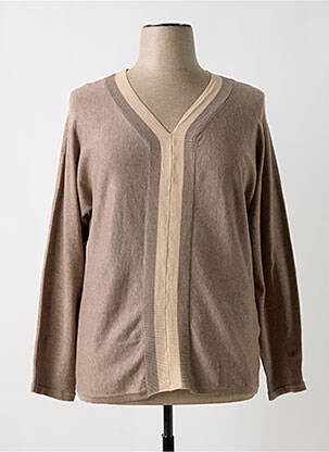Pull tissage chiné manches longues marron TRIPODE femme