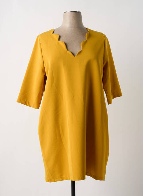 Robe mi-longue manches 3/4 manches 3/4 jaune LILI LA TIGRESSE femme