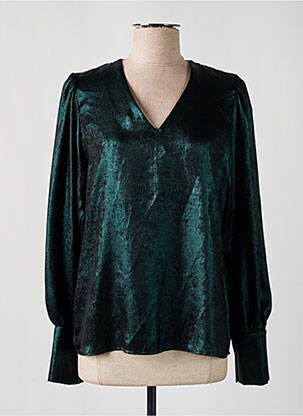 Blouse poignets boutonnés avec fente manches longues vert CHARMING GIRL BY SILIA femme
