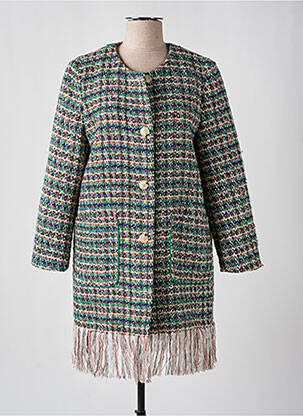 Manteau long coupe cintrée sans capuche vert THE KORNER femme