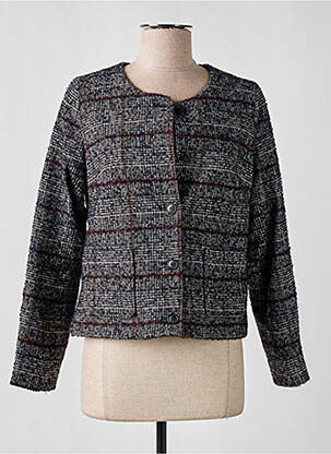 Veste chic col rond bleu BRUNO SAINT HILAIRE femme