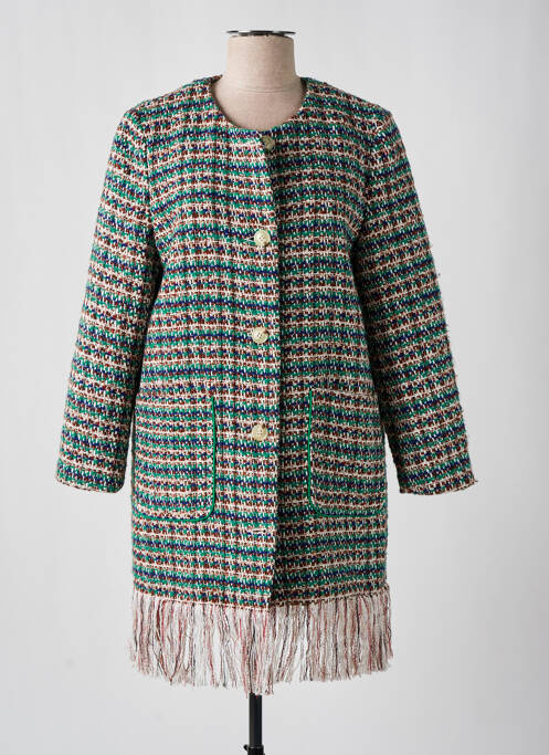 Manteau long coupe cintrée sans capuche vert THE KORNER femme