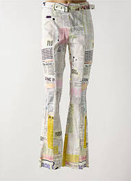 Pantalon flare stretch taille haute blanc DESIGUAL femme