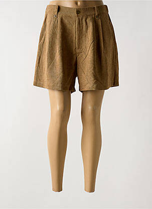 Short fermeture zippée sous rabat boutonné taille haute beige MOLLY BRACKEN femme
