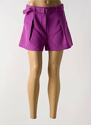 Short fermeture zippée sous rabat avec crochet taille haute violet MOLLY BRACKEN femme