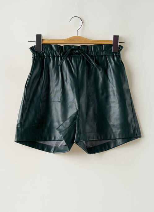 Short tissage simili-cuir taille haute vert MOLLY BRACKEN femme