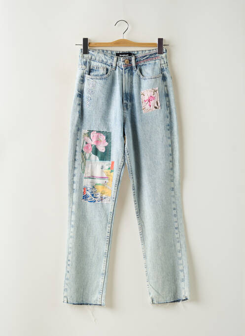 Jeans coupe droite bleu DESIGUAL pour femme