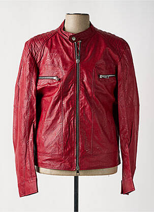 Veste simili cuir coupe cintrée rouge IMPERIAL homme