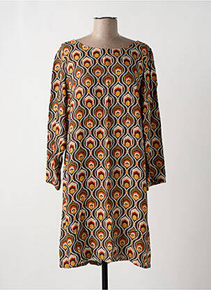 Robe mi-longue coupe fluide manches longues marron FREEMAN T.PORTER femme