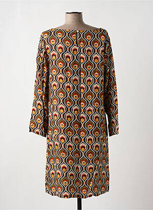 Robe mi-longue coupe fluide manches longues marron FREEMAN T.PORTER femme