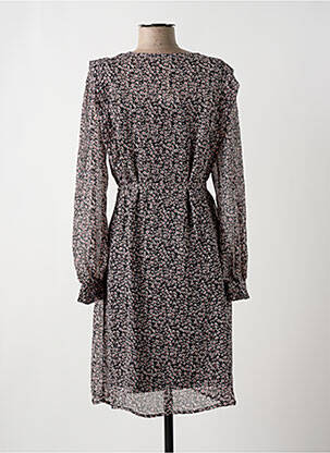 Robe mi-longue imprimé fleurs manches longues noir GARCIA femme