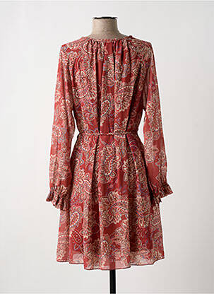 Robe mi-longue coupe fluide manches longues orange MOLLY BRACKEN femme