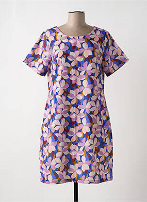 Robe mi-longue imprimé fleurs manches courtes violet MOLLY BRACKEN femme