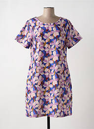 Robe mi-longue imprimé fleurs manches courtes violet MOLLY BRACKEN femme