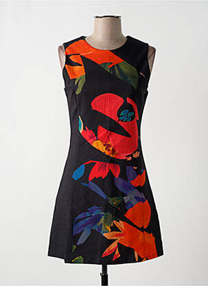 Robe courte imprimé fleurs sans manche noir DESIGUAL femme
