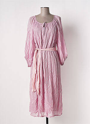 Robe mi-longue manches 3/4 manches 3/4 rose SUNDRESS femme