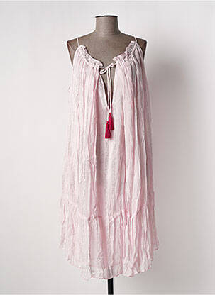 Robe mi-longue doublure fines bretelles rose PLACE DU SOLEIL femme
