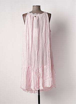 Robe mi-longue doublure fines bretelles rose PLACE DU SOLEIL femme