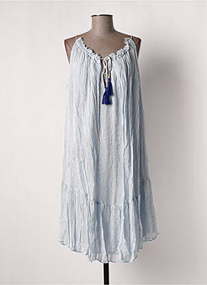Robe mi-longue doublure fines bretelles bleu PLACE DU SOLEIL femme