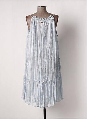 Robe mi-longue doublure fines bretelles bleu PLACE DU SOLEIL femme