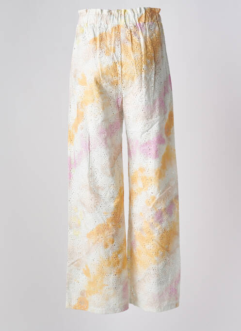 Pantalon large tissage popeline taille haute beige IMPREVU femme
